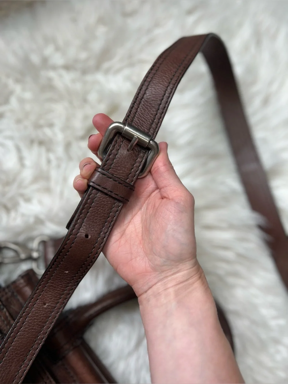 Y2K Fossil Maddox Large Leather Satchel Dark Chocolate Shoulder Crossbody Bag 🤎